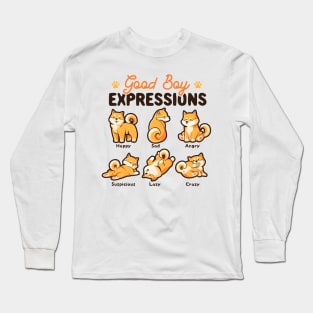 Good Boy Expressions - Cute Shiba Inu Dog Gift Long Sleeve T-Shirt